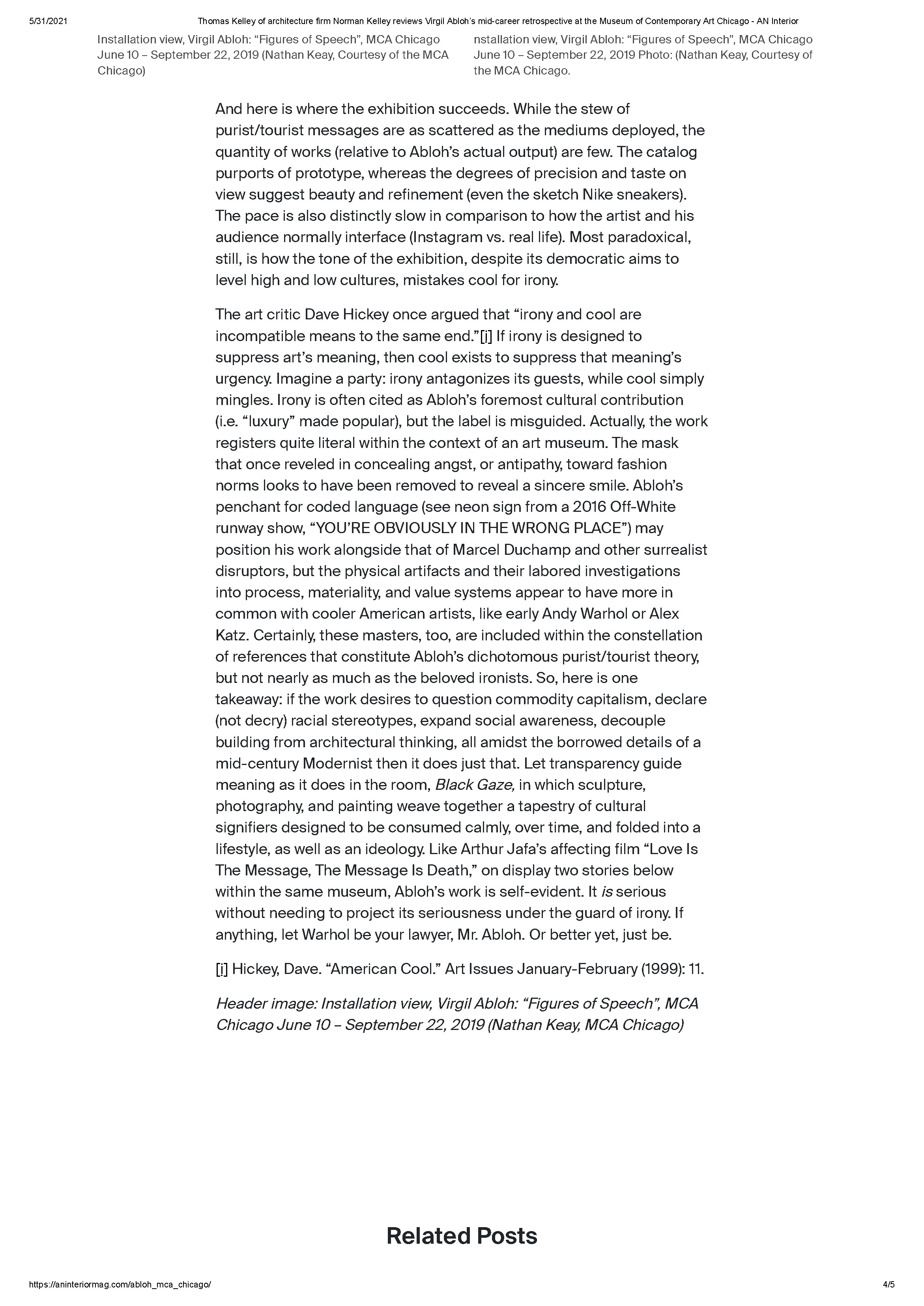 Thomas Kelley of architecture firm Norman Kelley reviews Virgil Ablohs mid-career retrospective at the Museum of Contemporary Art Chicago - AN Interior_Page_1_Page_4