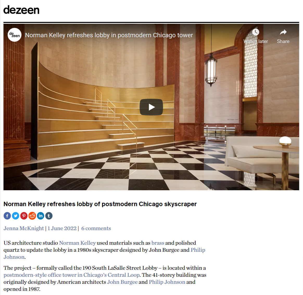 Norman-Kelley-refreshes-lobby-in-postmodern-Chicago-tower